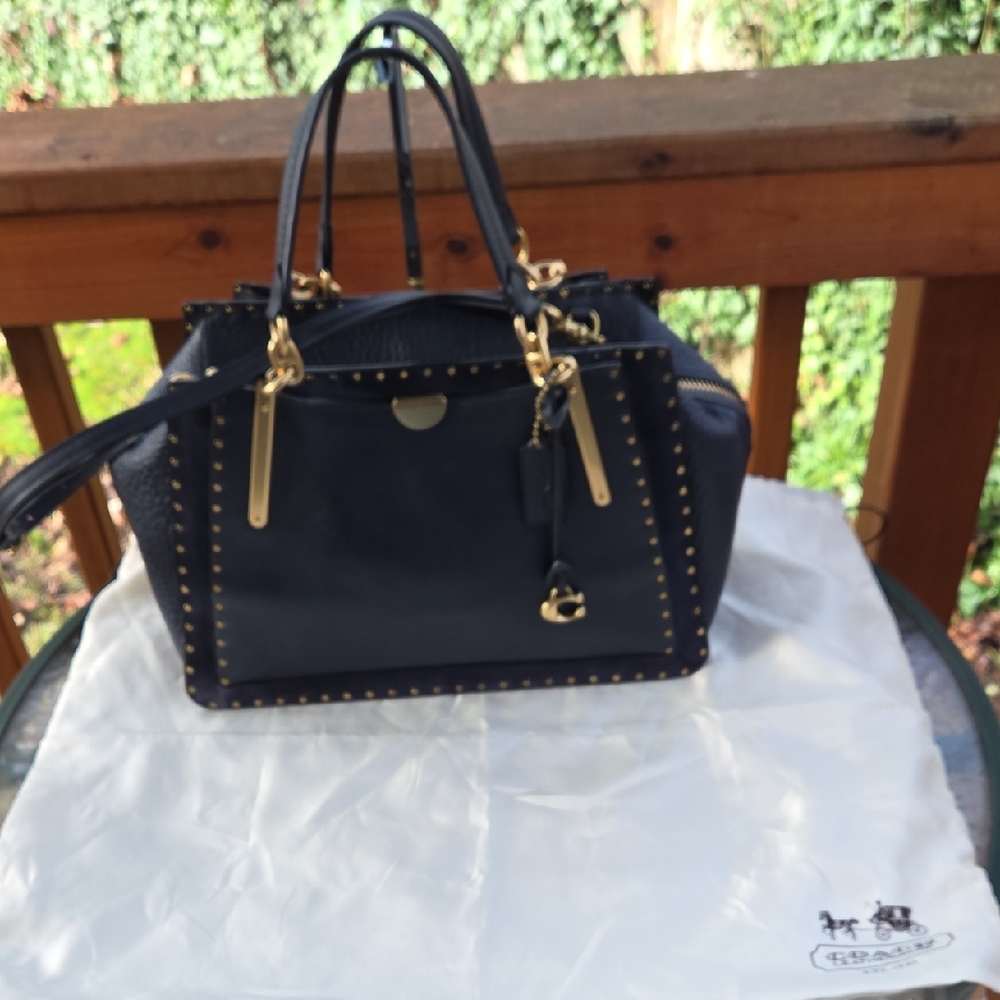 Navy Coach Studded Dreamer Satchel